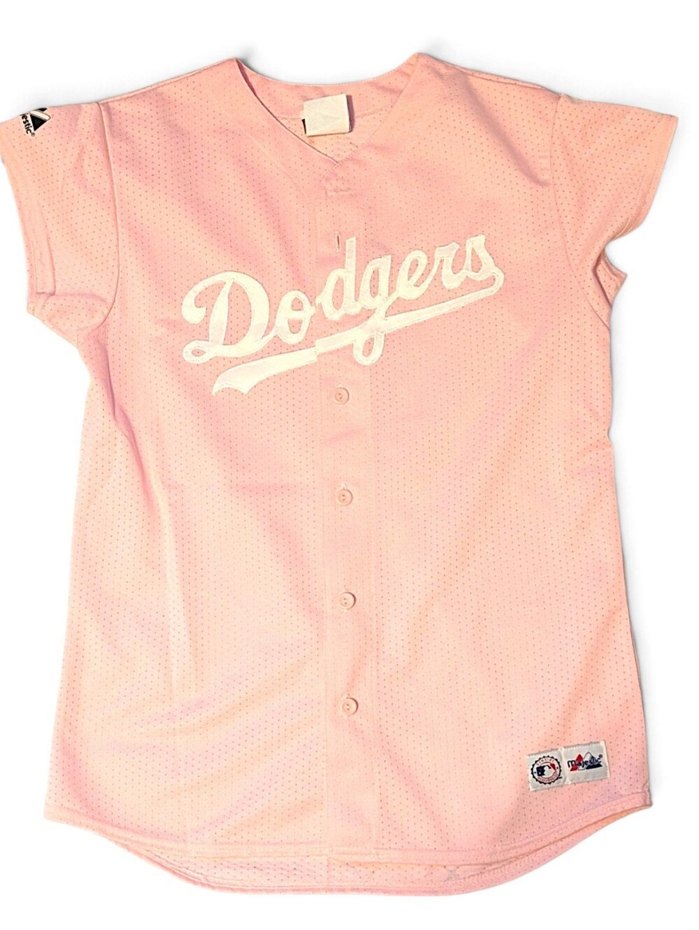 Vintage Y2K Majestic LA Dodgers Pink Mesh MLB Baseball Jersey Women XL USA